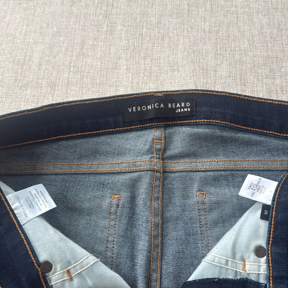Veronica Beard Brooke Skinny Mid Rise Denim Jean Size 28‎ Dark Wash raw hem - Picture 5 of 14